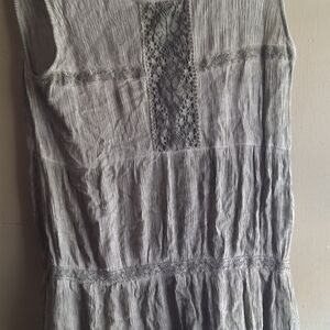 POL Strapless Green Crinkle Dress with Lace Inset